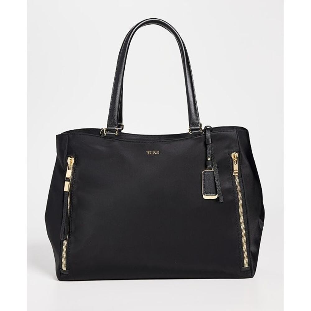 TUMI Voyageur Valetta Large Double Shoulder Strap Tote Caryall Black Gold